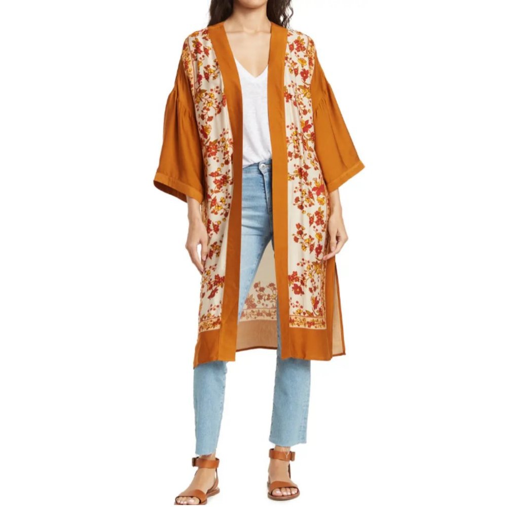 Daniel Rainn Mustard Floral Kimono XS/S